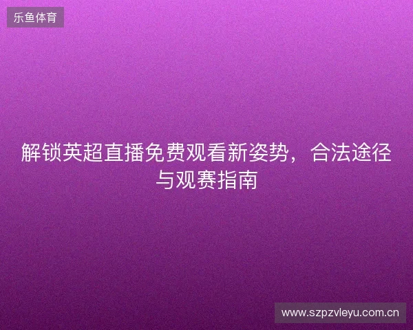 解锁英超直播免费观看新姿势，合法途径与观赛指南